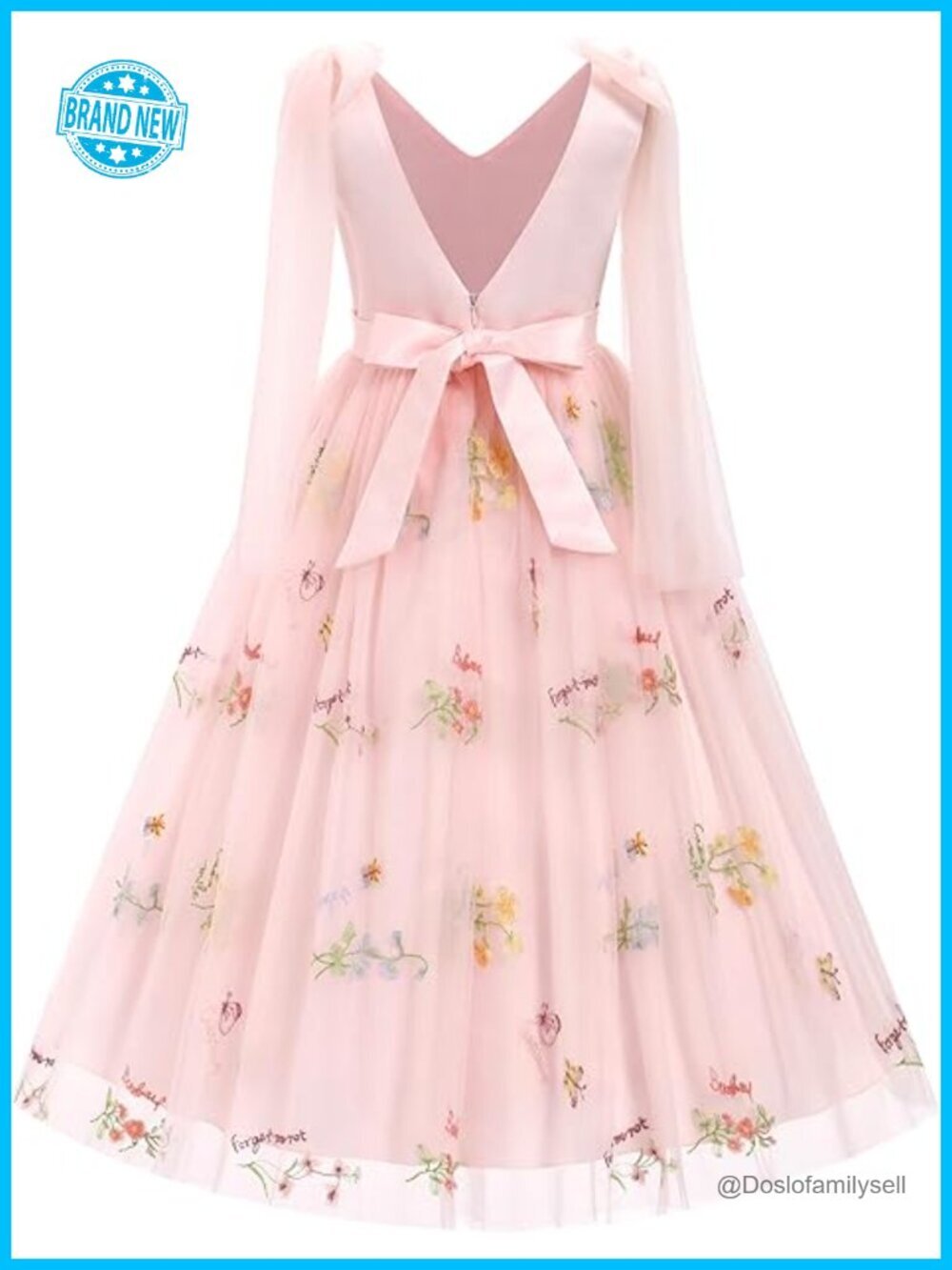 Flower Girl Maxi Dress Tulle Embroidered Formal Wedding Bridesmaid Pageant